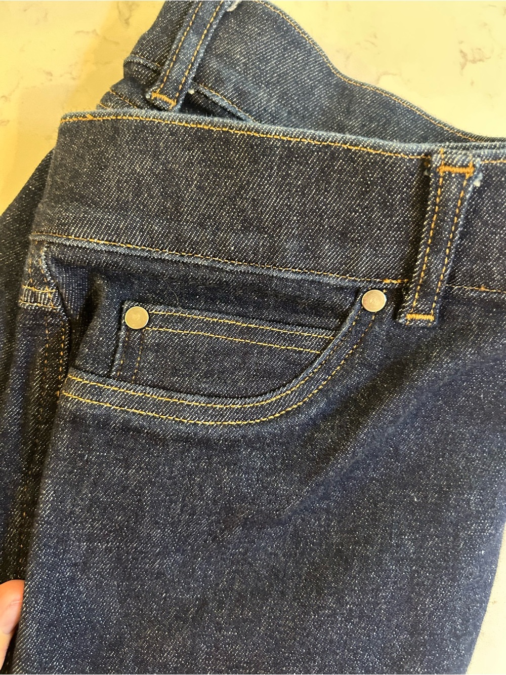 SPANX EveryWear Pull-On Flare Jeans Tall XL Dark Indigo Raw Tummy Control 21266T - Picture 7 of 11